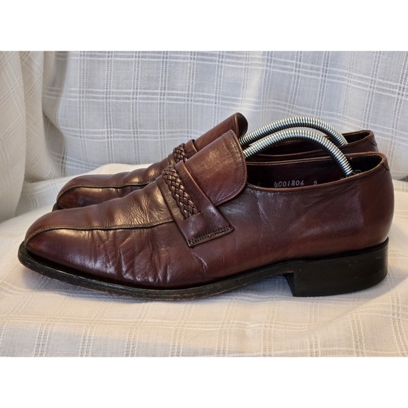 Vintage REGAL Brown Mens Loafers Size 10.5 D/B Leather Braided Detail Classic - Picture 7 of 15